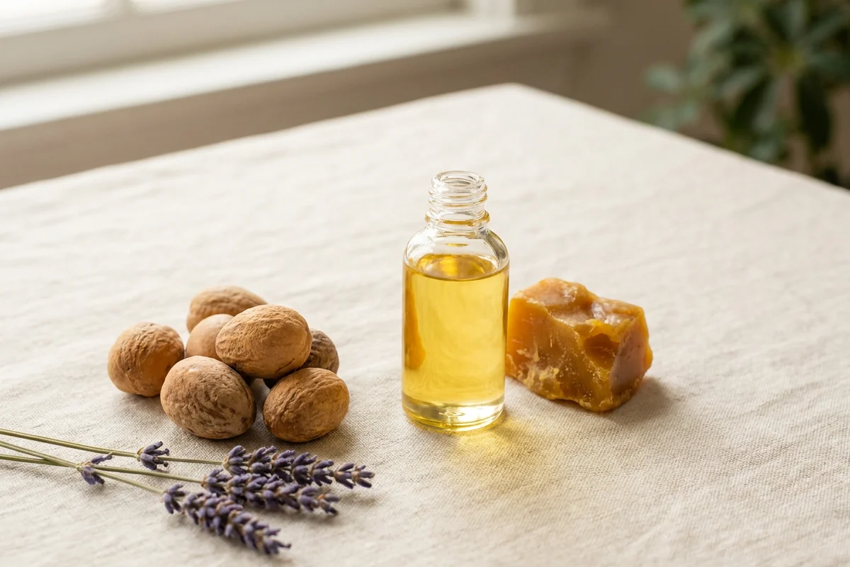 Prosti prepoznatljivi prirodni sastojci: shea orasi, lavanda, vosak, ulje