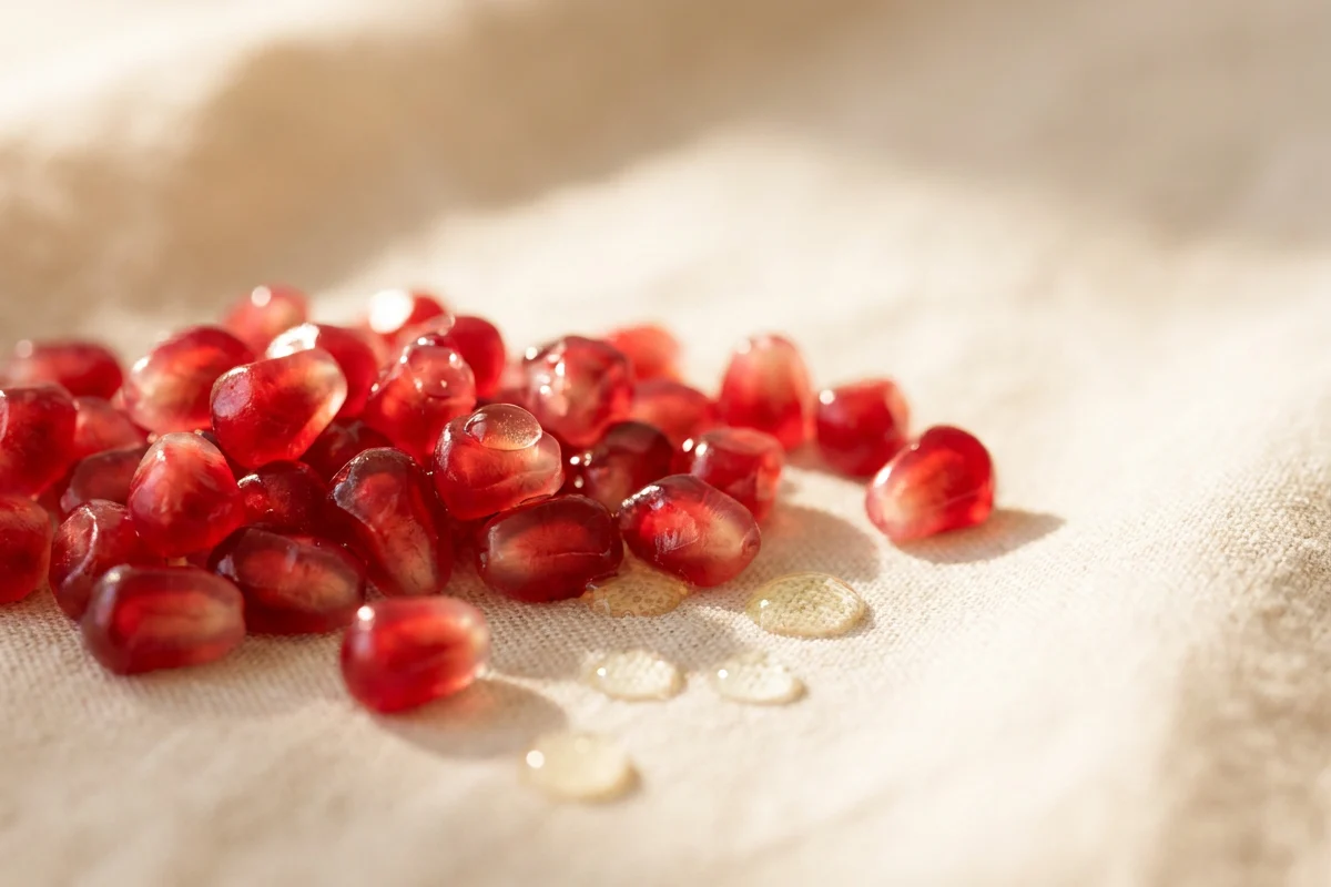 Macro snimak ruby arils-a nara sa kapima sterolnog ekstrakta