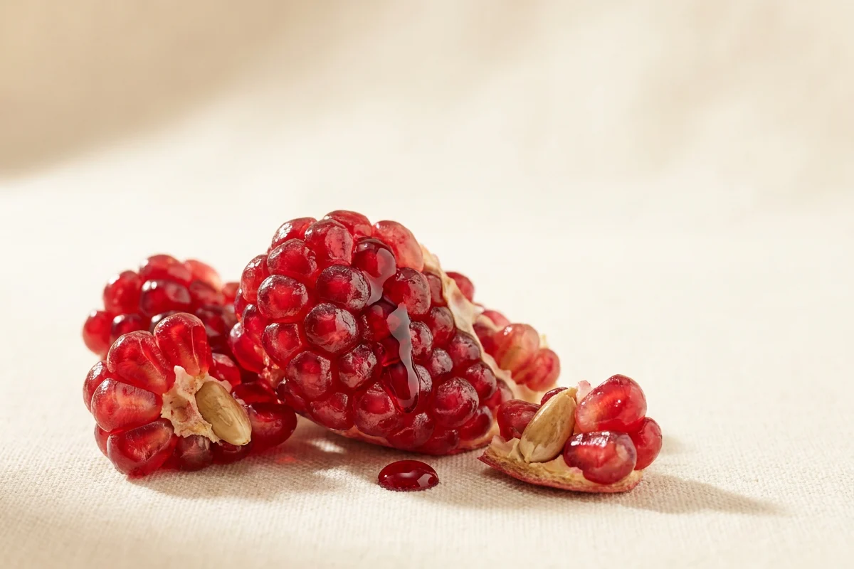 Macro snimak ruby arils-a nara sa kapljom dubokog ruby ulja